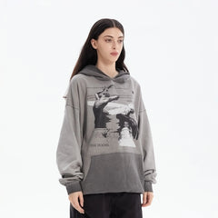 ERROR CODE ROBOT Graphic Faded Oversized Hoodie