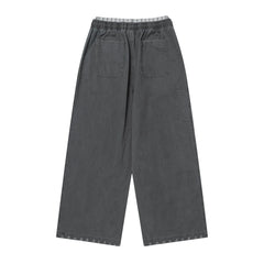 OVDY Layered-Waist Distressed Straight-Leg Pants