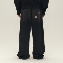 SAVAGEGROWTHWORLD Bullet Graphic Washed Wide-Leg Sweatpants