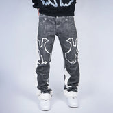 VINKID Faux-Layered Dove Graphic Contrast Panel Jeans