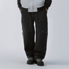 F2CE Washed Panel Multi-Pocket Straight-Leg Jeans