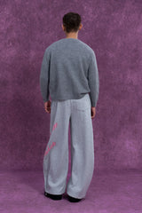 CLP Embroidered Floral Line Wool-Blend Cardigan