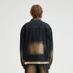 ORGANIC EMOTION Faded Spliced Pocket Denim Jacket