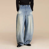 OPICLOTH Distressed Spliced Barrel-Leg Jeans