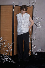 JIECHI Sequin Lace Sheer Layered Vest