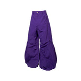 RELABEL Big-Pocket Pleated Oversized Curved Pants Purple