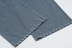 OVDY Layered-Waist Distressed Straight-Leg Pants