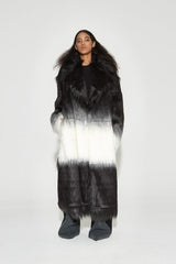 VANN VALRENCE Gradient Mane Faux Fur Maxi Coat