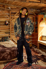 DONSMOKE Faux Fur Lined Camo Hooded Jacket