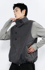 7440 37 1 Asym Placket Drawstring Hem Padded Vest