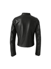 FLYERRER Structured Panel Faux Leather Biker Jacket