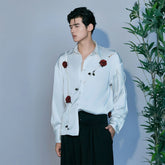 JIECHI Rose Embellished Acetate Spliced Shirt
