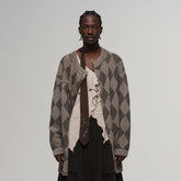 ILNya Nieternite Nifutur Wool-Blend Argyle Jacquard Cardigan Brown