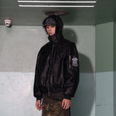 DND4DES Battle Field Faux Leather Bomber Jacket