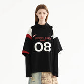 ERROR CODE ROBOT Button-Seam Contrast Detachable-Sleeve Tee