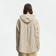 ORGANIC EMOTION Striped Drawstring Hooded Shirt