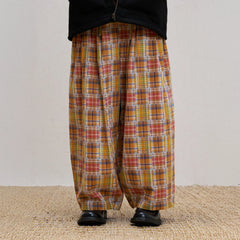 UNLIMITED MOTE Patchwork Plaid Balloon Pants
