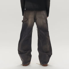 SAVAGEGROWTHWORLD Distressed Double-Knee Splatter Jeans