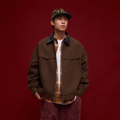BANANA CLUB Faux Leather Collar Cotton Jacket