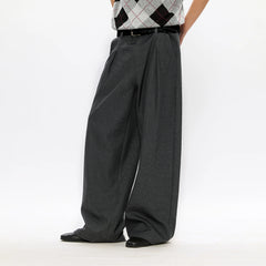 KREATE Classic Shadow Check Pleated Wide Trousers
