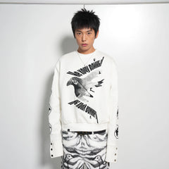 VINKID Peace Dove Patch Snap Sleeve Sweatshirt