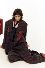 OIPWORD Plaid Fold-Hem Trousers