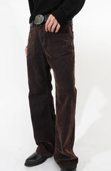 IN EXISTENCE Star Embroidered Herringbone Flocked Flare Jeans