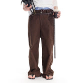WHISTLEHUNTER Distressed Rivet Straight-Leg Pants