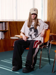 ERROR CODE ROBOT Diagonal Stripe Suede Track Pants