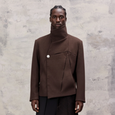 ALVNG AR ANTS Asymmetrical Wool-Blend High-Neck Jacket