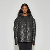 VANN VALRENCE Diamond-Embossed Faux Leather Hooded Puffer