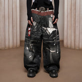 DND4DES Triple-Waist Graphic Wide-Leg Denim Pants