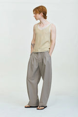 LEONSENSE Pleated Tencel Oversized Curved Pants