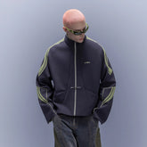 XIPHEVIL Contrast-Paneled Raglan Track Jacket Blue