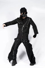 INSIDE OUT Asymmetrical Curved Zippered Jacket