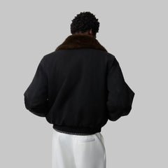 OPICLOTH Detachable Faux Fur Collar Padded Denim Jacket
