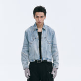 CATSSTAC Washed Paneled Seam Denim Jacket