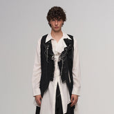 ILNya Nieternite Nifutur Distressed Frayed Petal-Collar Vest