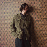 RICHILL Epaulet Multi-Pocket Cable Knit Jacket