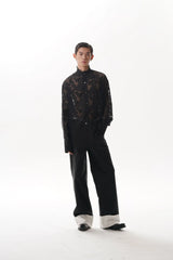 ORAL UTOPIA Contrast Fold-Hem Straight-Leg Pants