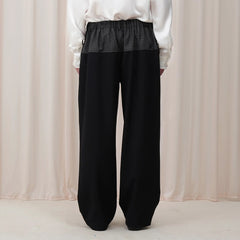 OUYANG WENJUN Contrast Spliced Elastic-Waist Trousers
