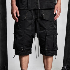 SSIN7 Multi-Pocket Satin Drawstring Shorts