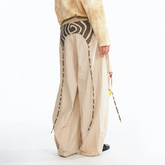 1997 POSTOFFICE Tribal Spiral Waist-Panel Parachute Pants
