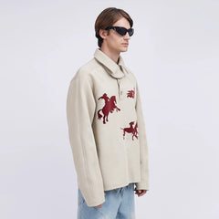 ASSEEN Cowboy Graphic Polo Sweatshirt