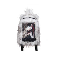 NOTHINGNESS WORLD Shaggy Faux Fur Graphic-Patch Backpack