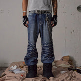 DND4DES Lightning-Creased Flared Jeans Blue