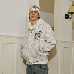 DONSMOKE Faux Fur Lined Camo Hooded Jacket