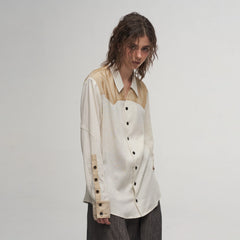 ILNya Nieternite Nifutur Pinstriped Contrast Spliced Shirt