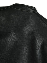 FLYERRER Structured Panel Faux Leather Biker Jacket