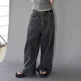 LABELROOM Washed Front Spliced Wide-Leg Jeans